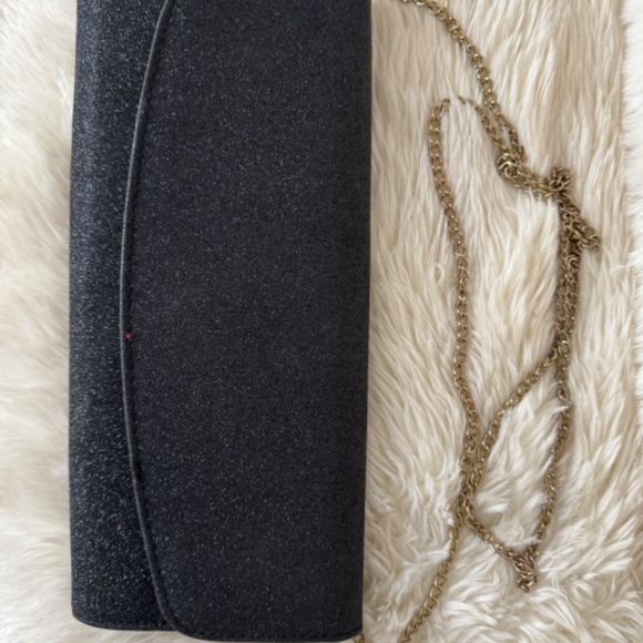 Black glitter clutch with hold chain - Picture 3 of 5